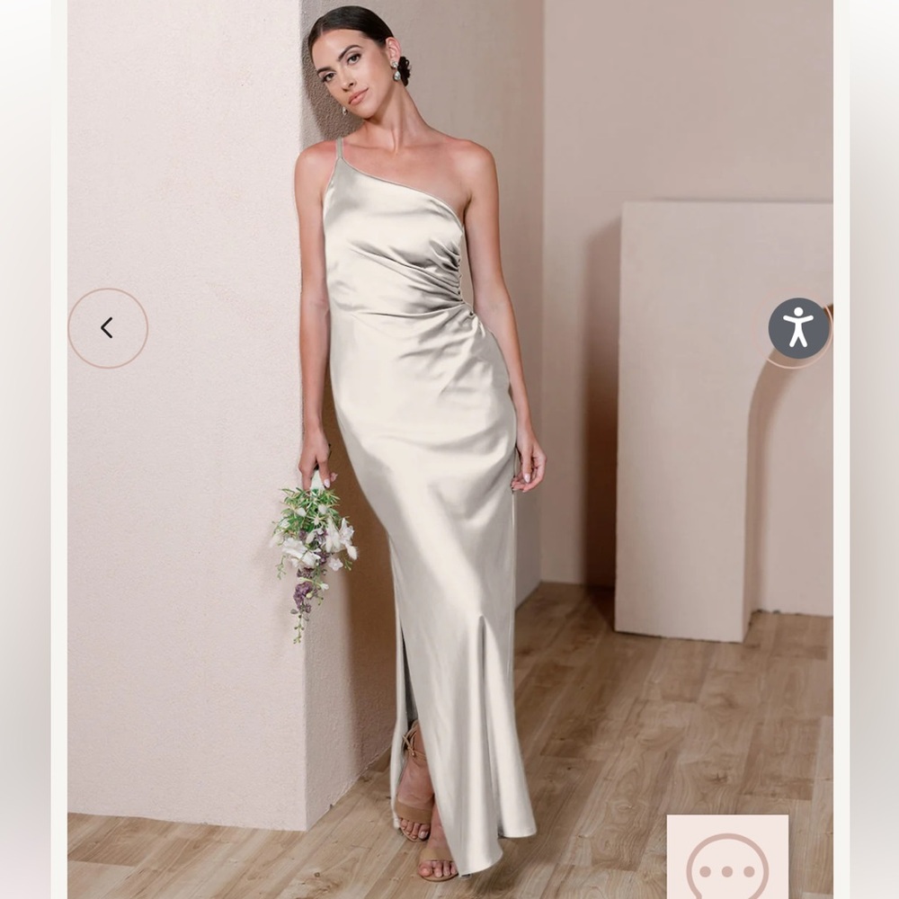 Revelry Jade Satin Dress - Soft Champagne, Size 6